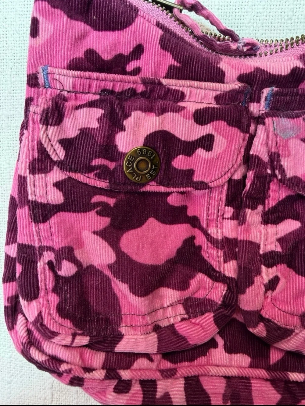 Children’s place y2k Pink Camouflage girls Crossbody Bag with Floral Accent